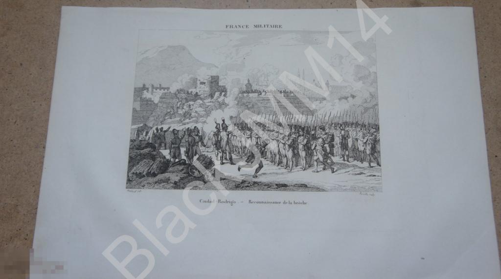1838 г. Гравюра История французской армии Осада Сьюдад-Родриго Разведка Брешь