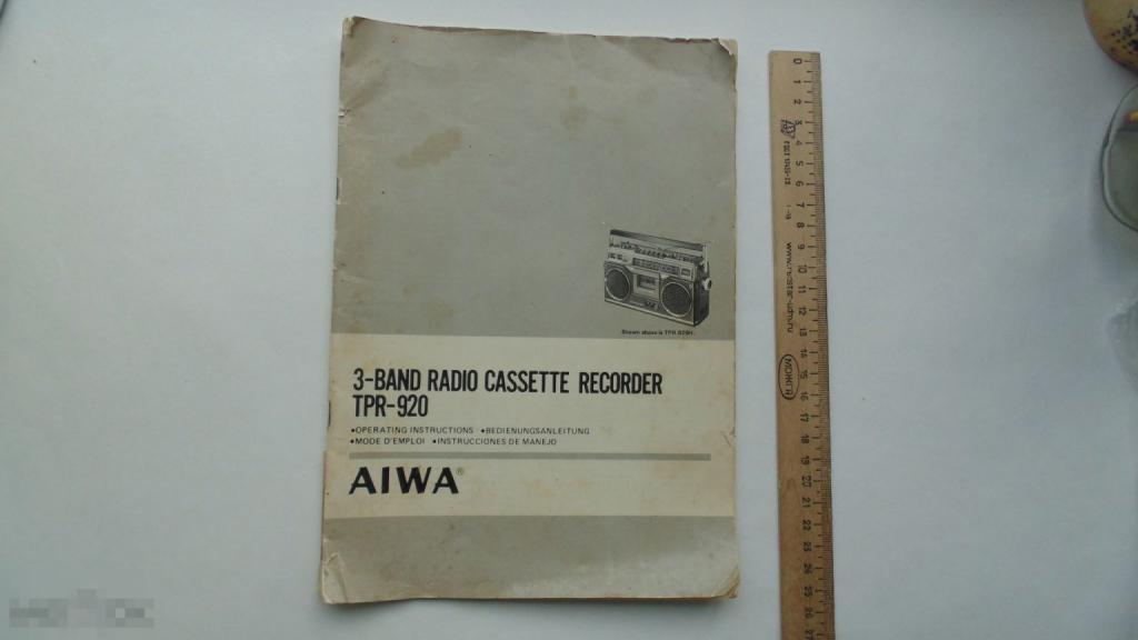 Руководство по эксплуатации Магнитофон AIWA TPR-920. JAPAN (схема есть)
