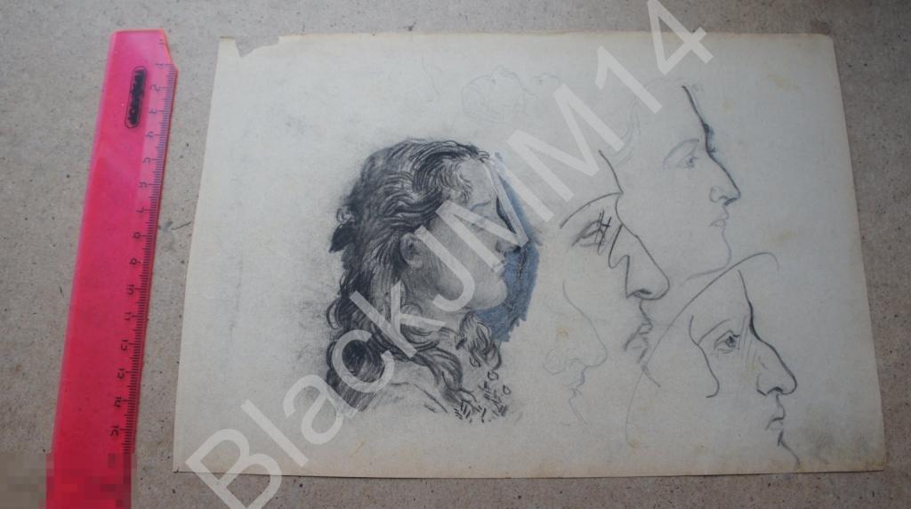 До 1917 г. Рисунок Девушка Портрет Профиль Бумага Карандаш