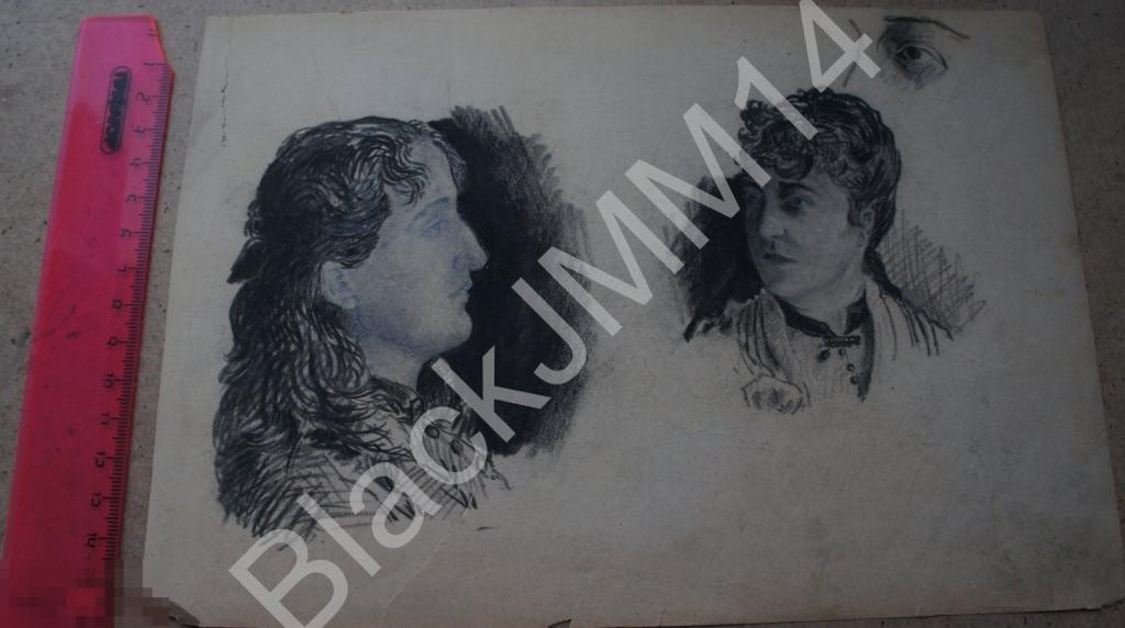 До 1917 г. Рисунок Девушка Портрет Бумага Карандаш