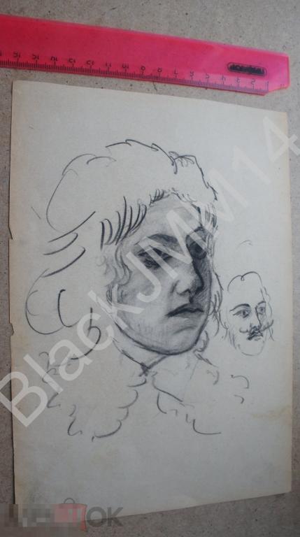 До 1917 г. Рисунок Девушка Портрет Арт-Нуво Модерн Бумага Карандаш