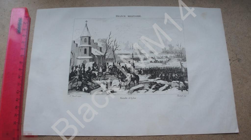 1838 г. Гравюра История французской армии Битва при Прейсиш-Эйлау Багратионовск Кенигсберг