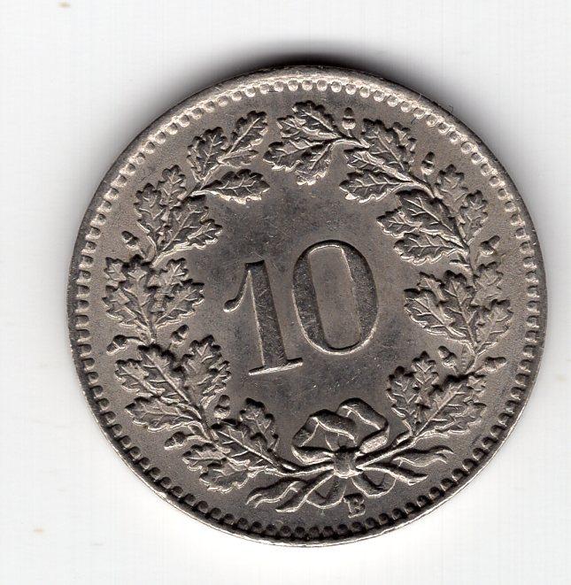 10 раппенов - Швейцария - 1960
