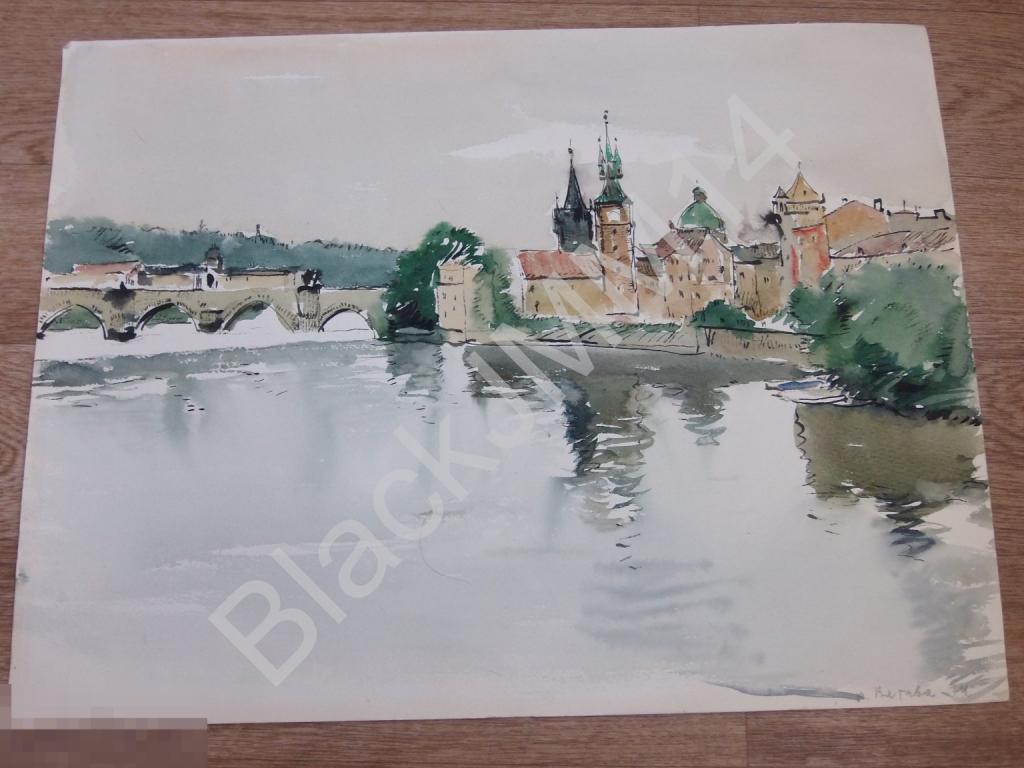 1975 г. Раздоргин И.А. (1923-2018) Акварель Влтава