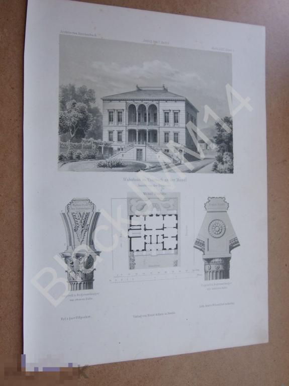 1863 г. Литография Архитектура Вилла Декор План