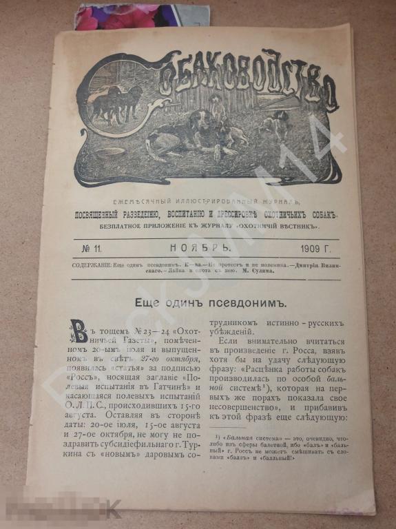 1909 г. Журнал Собаководство №10 Лайка и охота с ней