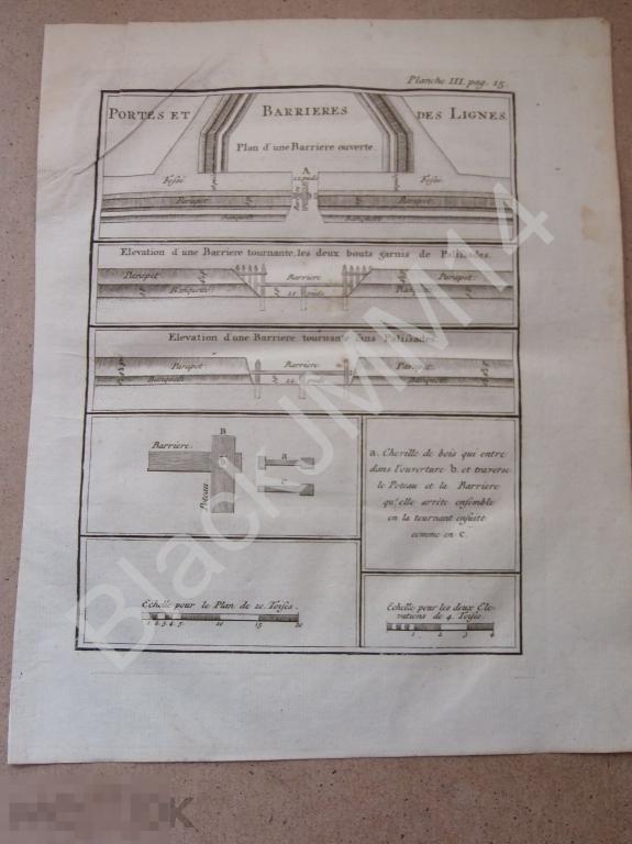 1771 Гравюра Вобан Нападение Защита укреплений Стены