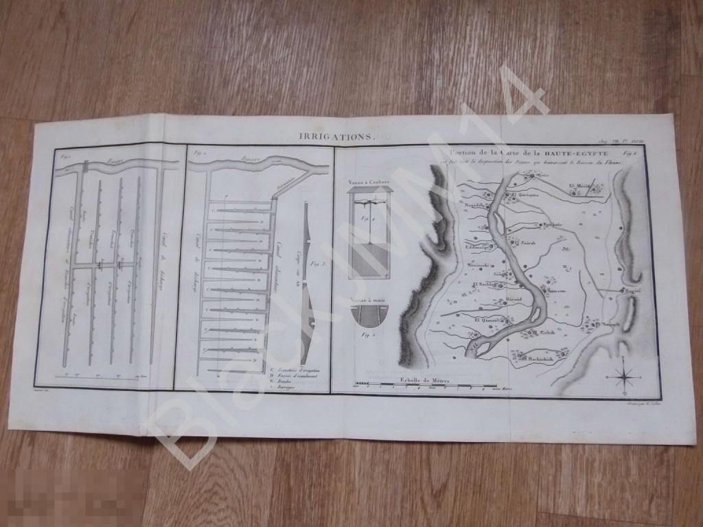 1804 г. Гравюра на меди Канал Миди Ирригация Карта План