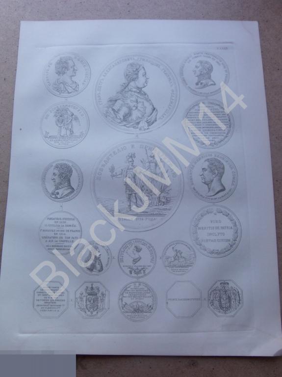 1883 Гравюра Медали русских государственных деятелей Румянцев Фельдмаршал Победителю и примирителю