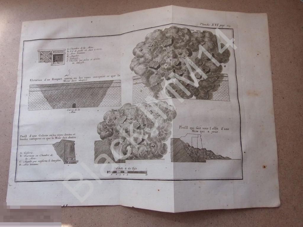 1771 Гравюра Вобан Нападение Защита укреплений Саперы Минеры Разрушение стены
