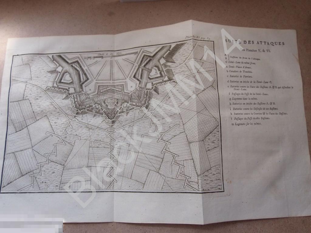 1771 Гравюра Вобан Нападение Защита укреплений Траншеи Крепость Атака