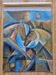 Картина. Притяжение. Плотная бумага (полукартон),акрил,  29 на 35 см