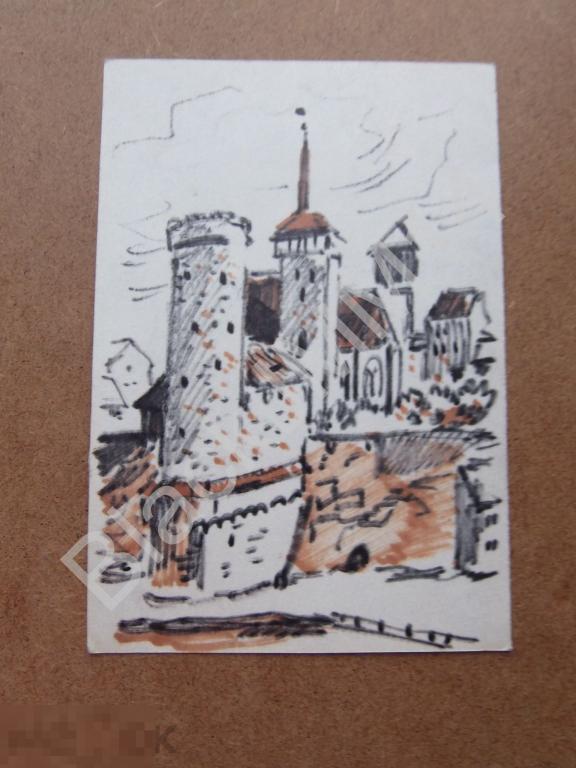 1965 г. Гринченко В.И. Рисунок  Европа Германия Замок