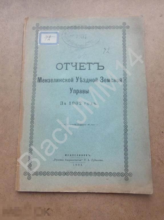 1904 г. Мензелинск Отчет Мензелинской уездной земской управы Капиталы Приход Расход