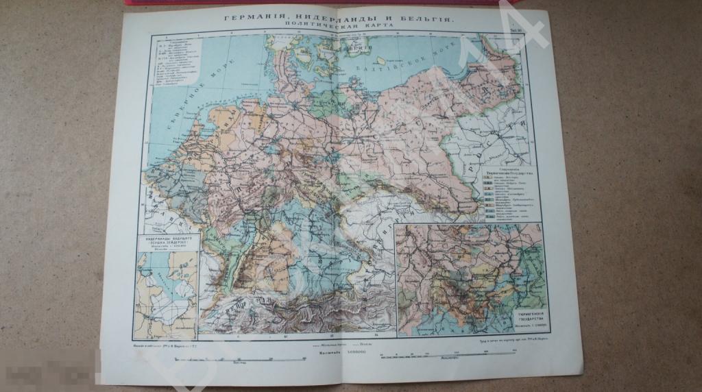 1917 г. Карта политическая Германия Нидерланды Бельгия Пруссия Кенигсберг Пиллау Гумбиннен