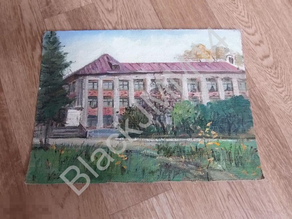 Ильяс Файзуллин. Рисунок. Холст, картон, масло. "Школа". 35х26 см.