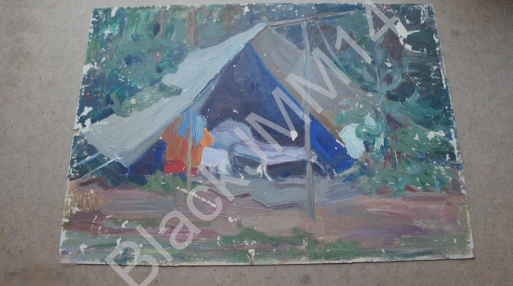 1976 г. Рисунок Р. Н. Зелинская-Платэ (1910-2001 г.) Турбаза Картон Масло
