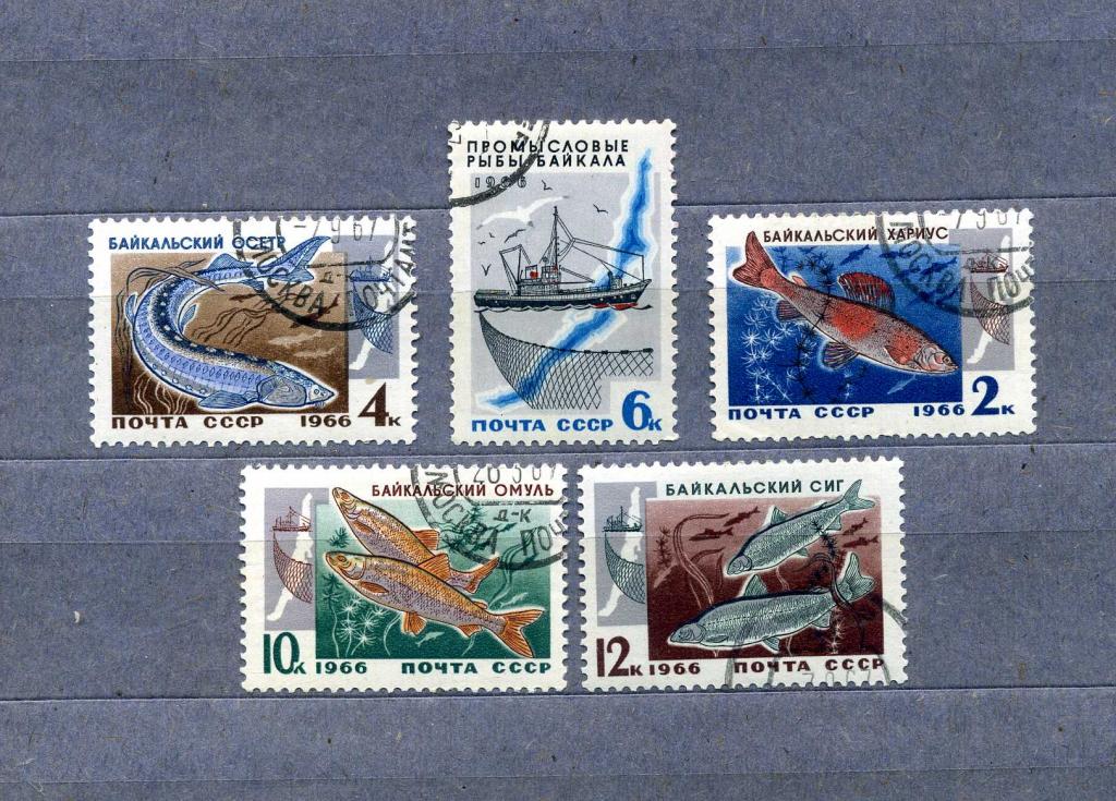 Набор марок "Рыбы Байкала" 1966 год.