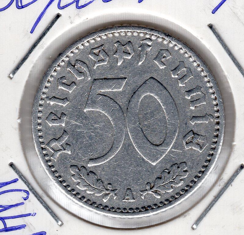 50 рейхспфеннигов (50 пфеннигов) - Германия - 1941 А - KM#96