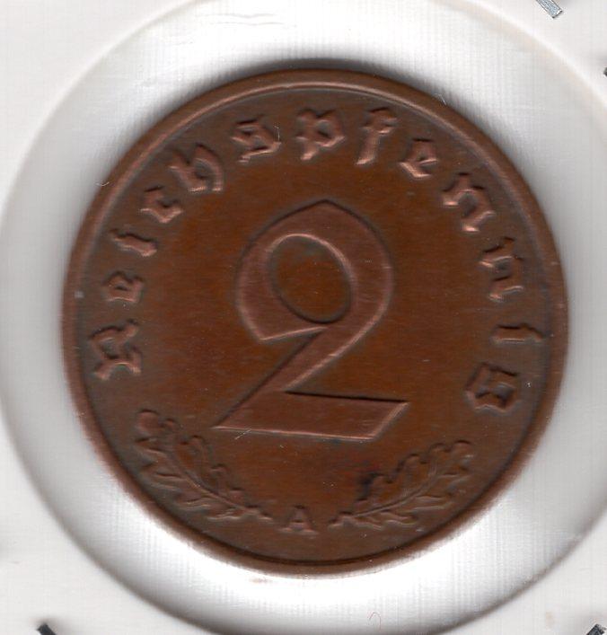 2 рейхспфеннига - Германия - 1939 A - KM#90