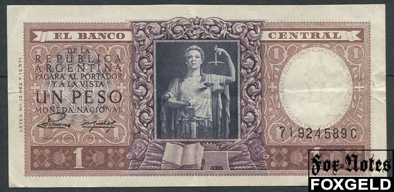 Аргентина 1 песо ND(1954) Памятный выпуск 1952  VF P:260b 71924589С