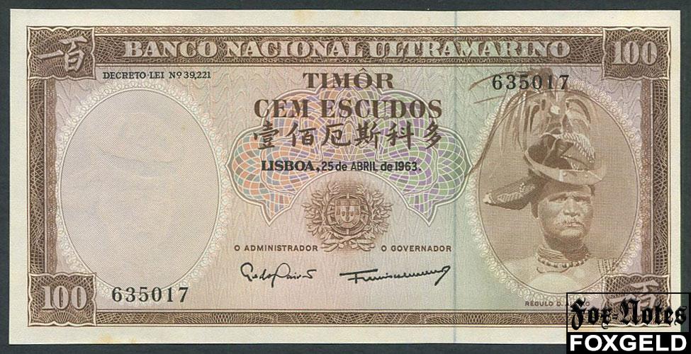 Португальский Тимор 100 эскудо 1963  P:28 635017 aUNC