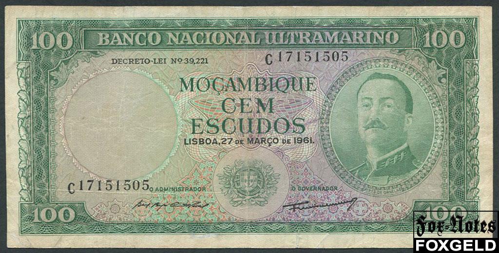 Мозамбик 100 эскудо 1961 без в/з P:109b C17151505