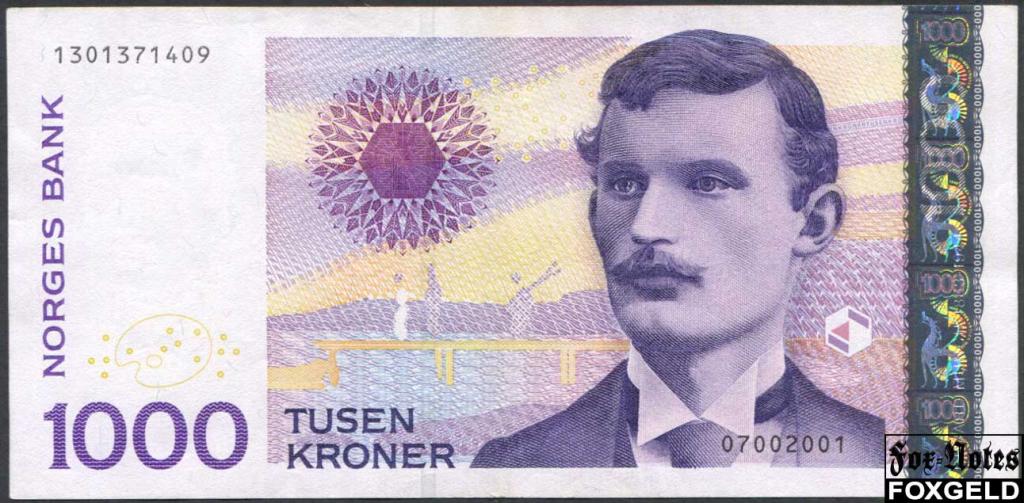Норвегия / Norges Bank 1000 крон 2001  VF++ P:52a 1301371409