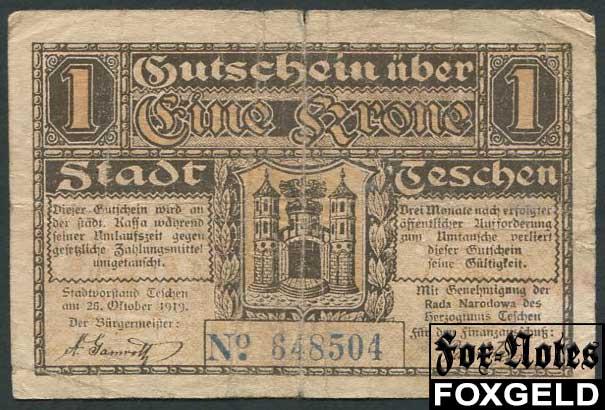 Teschen 1 Krone 1919  aVG  648504