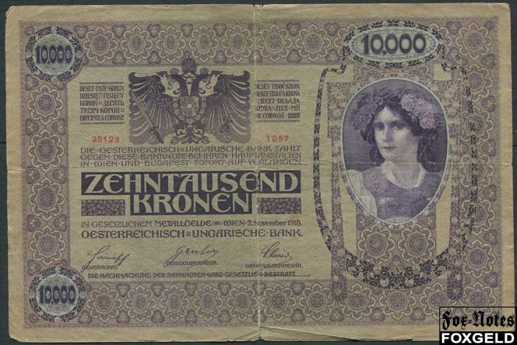 Австрия 10000 крон ND(1919) РВ немецкий VG P:64 1057