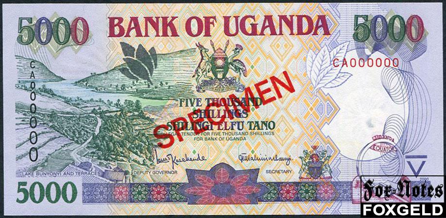 Уганда Bank of Uganda 5000 шиллингов 2000 SPECIMEN ОБРАЗЕЦ  UNC P:40s CA
