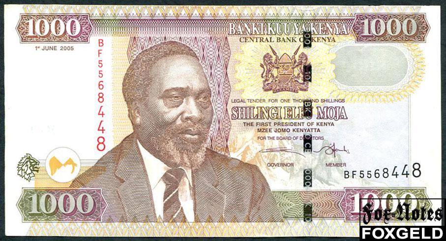 Кения / CENTRAL BANK OF KENYA 1000 шиллингов 2005  VF+ P:51a BF