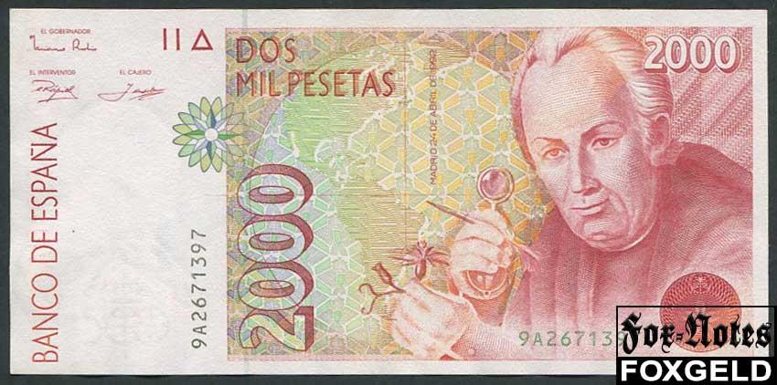 Испания 2000  песет 1992  VF P:162  9A