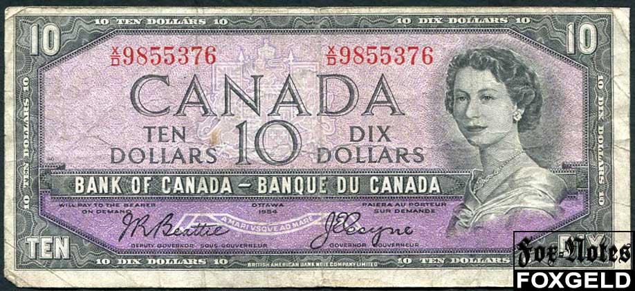 Канада 10 долларов 1954 Sign.  Beattie-Coyne F P:79a X/D9855376