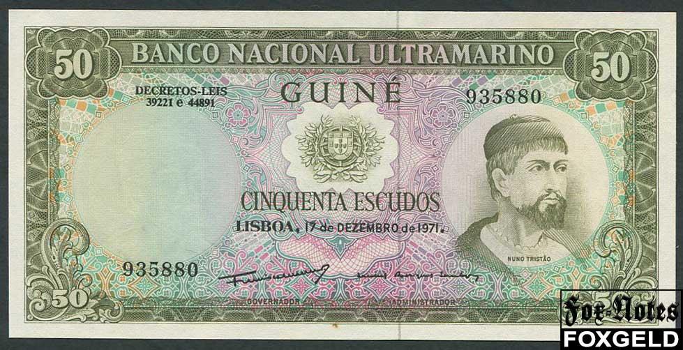 Португальская Гвинея 50 эскудо 1971  aUNC P:44 CKZ