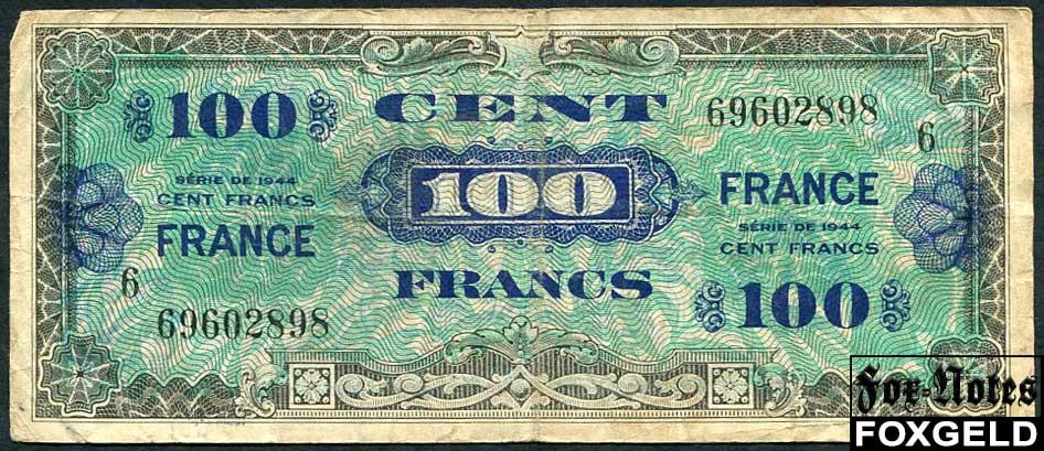 Франция 100 франков 1944 военный выпуск FRANCE F P:123c 6 69602898