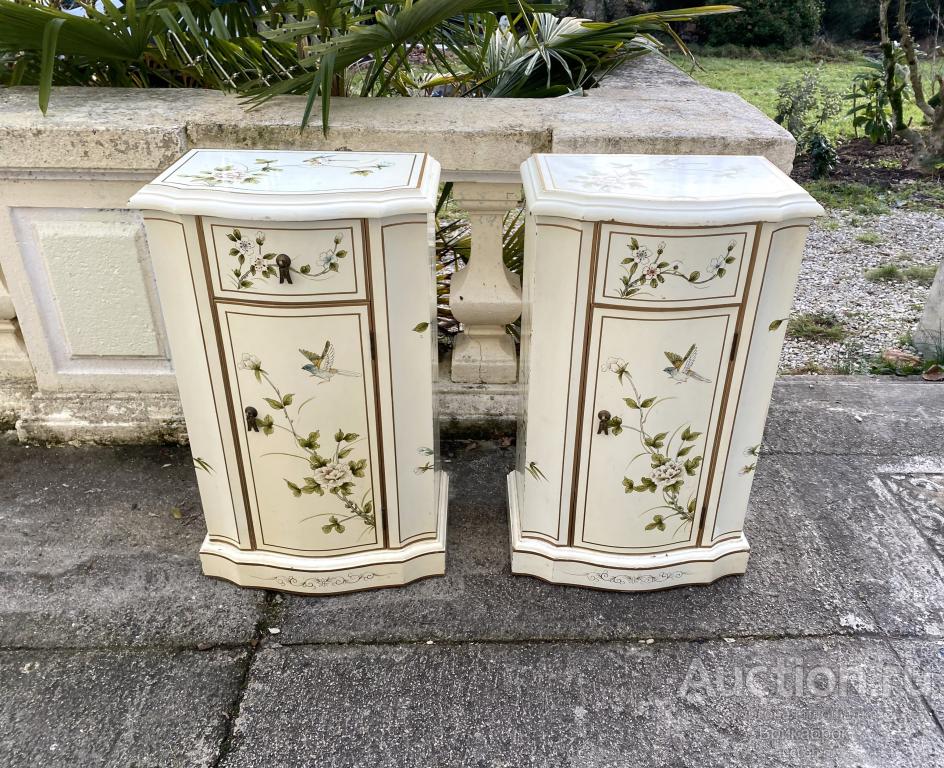 Тумбочка Парные тумбы Шинуазри Цветы Птицы Винтаж