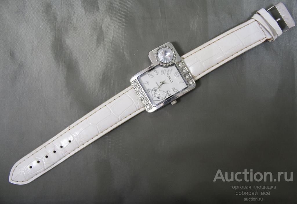 Часы наручные, кварцевые, Gucci, белый браслет, без батарейки  (52)
