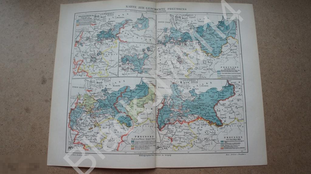 1890 г. Карта Исторические карты Пруссии Кенигсберг