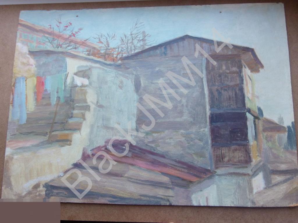 1950-е г. Кузьмичев П.И. (1906-1982) Крым Гурзуф Утро Картон Масло