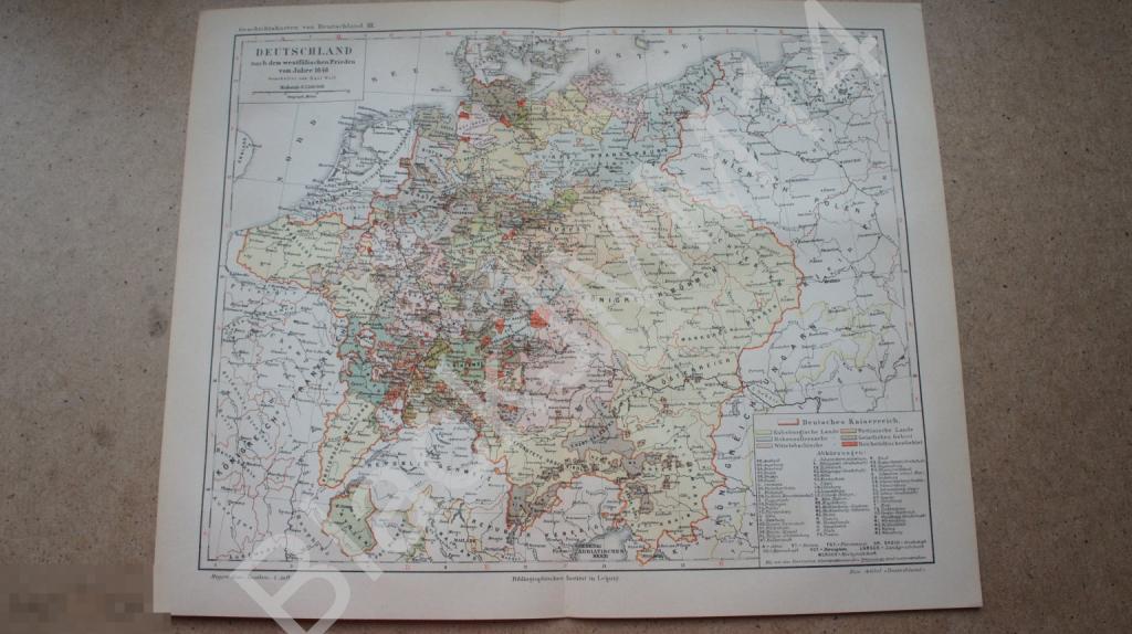 1889 г. Карта Германия в 1648 г. Пруссия Богемия