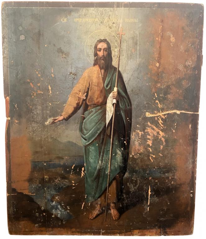 Икона Храмовая святой пророк Иоанн Креститель 19 век