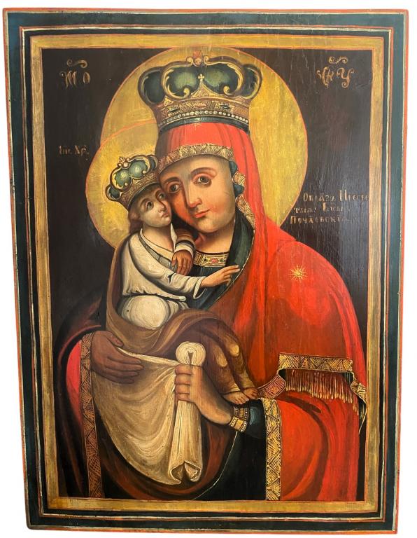 Храмовая икона Почаевская Богородица первая половина 19 века