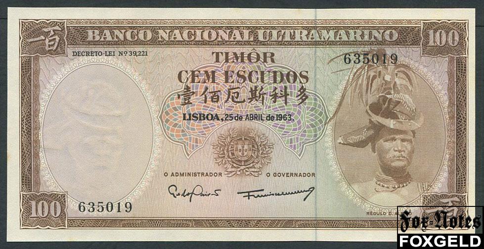 Португальский Тимор 100 эскудо 1963  P:28 635019 aUNC