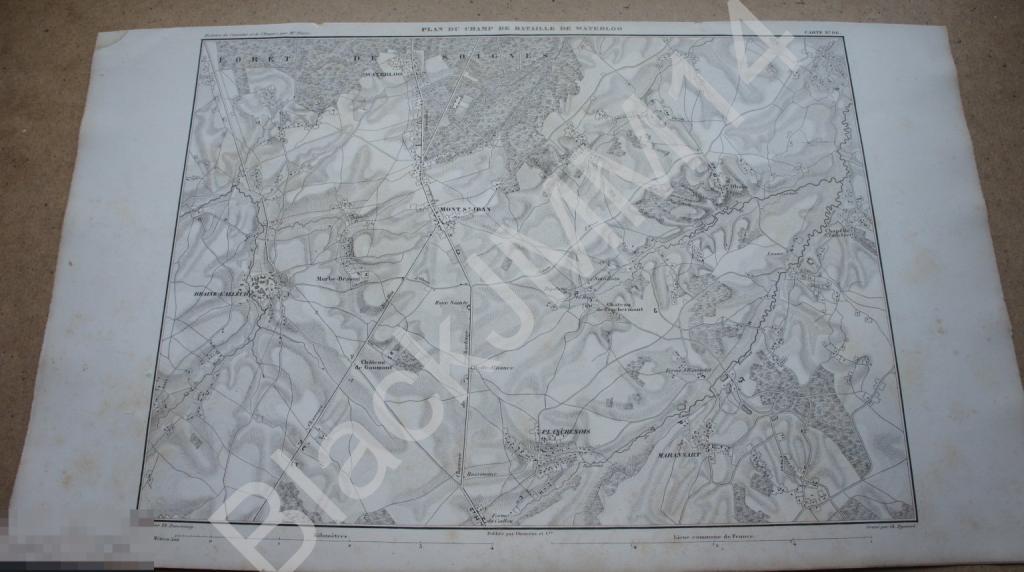 1864 г. Карта Битва при Ватерлоо Наполеон