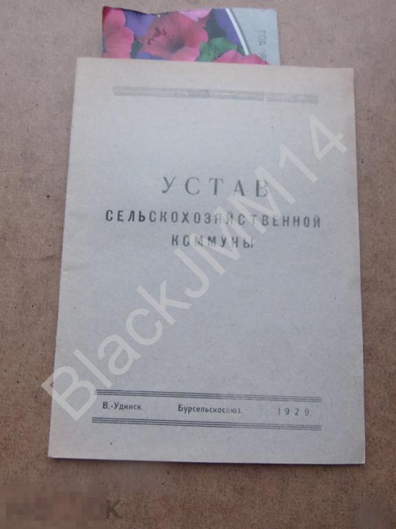 1929 г. Верхне-удинск Улан-Удэ Бурятия Устав сельскохозяйственной коммуны