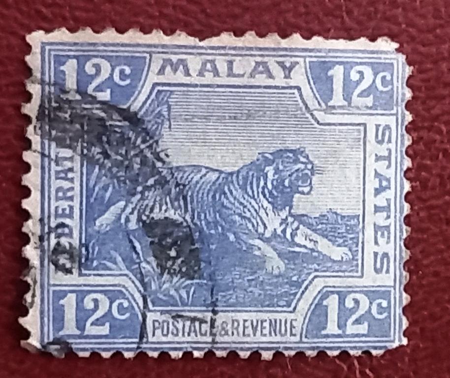 Малайя Британская Колония 1901 год Фауна Тигр Гаш+