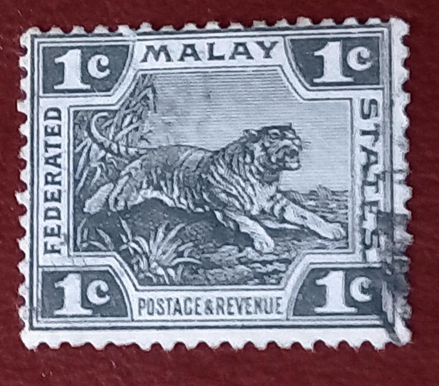Малайя Британская Колония 1901 год Фауна Тигр Гаш+