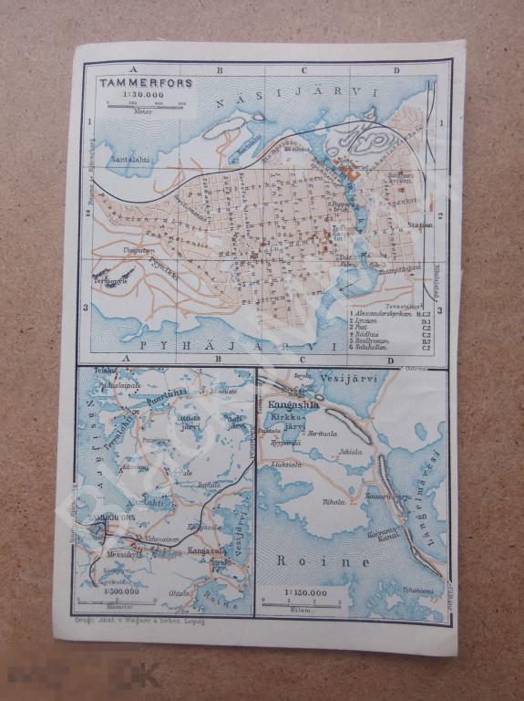 1912 г. Карта План Финляндия Тампере