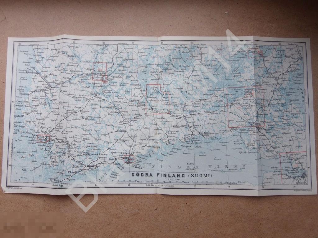 1912 г. Карта План Финляндия Финский залив Выборг Петербург